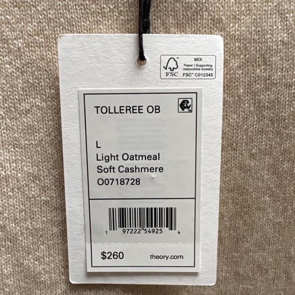 Theory Cashmere Short Sleeve Luxe Knit-Taupe/Oatmeal-NWT - Picture 5 of 5